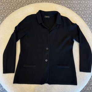 Charter Club Cashmere Black Knit Button-Front Blazer | Size L